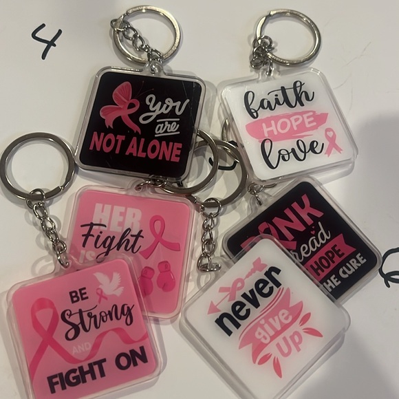 Hand Crafted Inspirational Pink Ribbon Keychains Pick 1 - Picture 11 of 11
